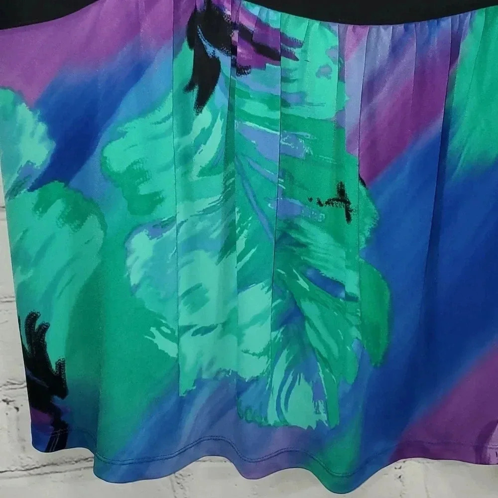 Fashion Bug Sleeveless V Neck Multi Color Empire Waisted Blouse Size 0x NWT - Picture 5 of 11